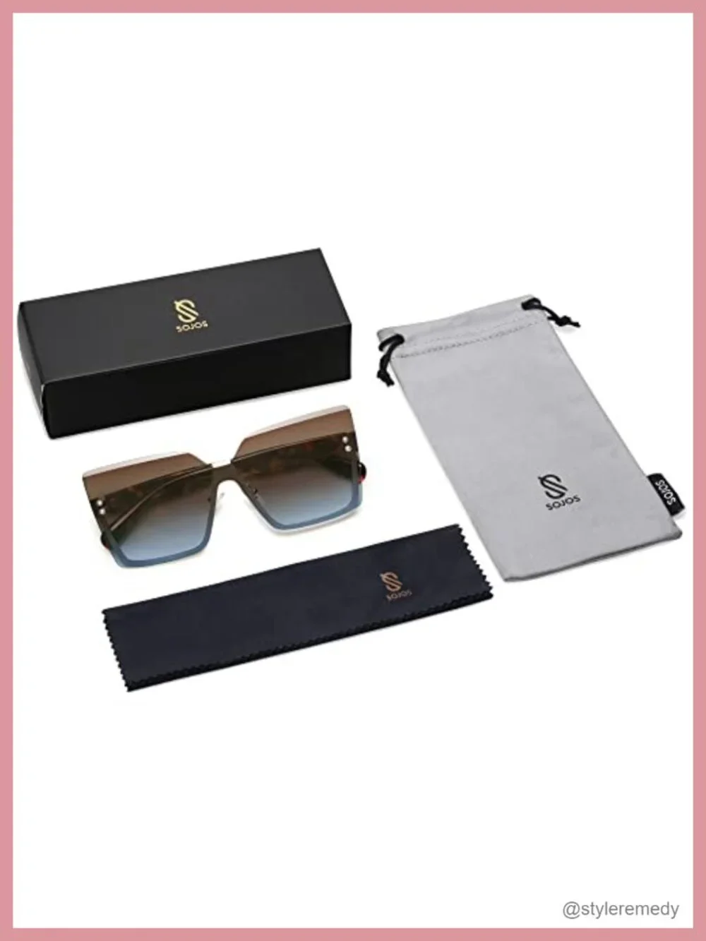 Oversized Square Rimless Sunglasses UV400 Ladies Shades